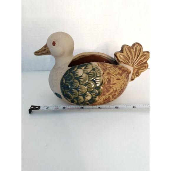 Folk Glazed Art Pottery Duck Bird Planter Stoneware Vintage - Picture 2 of 7